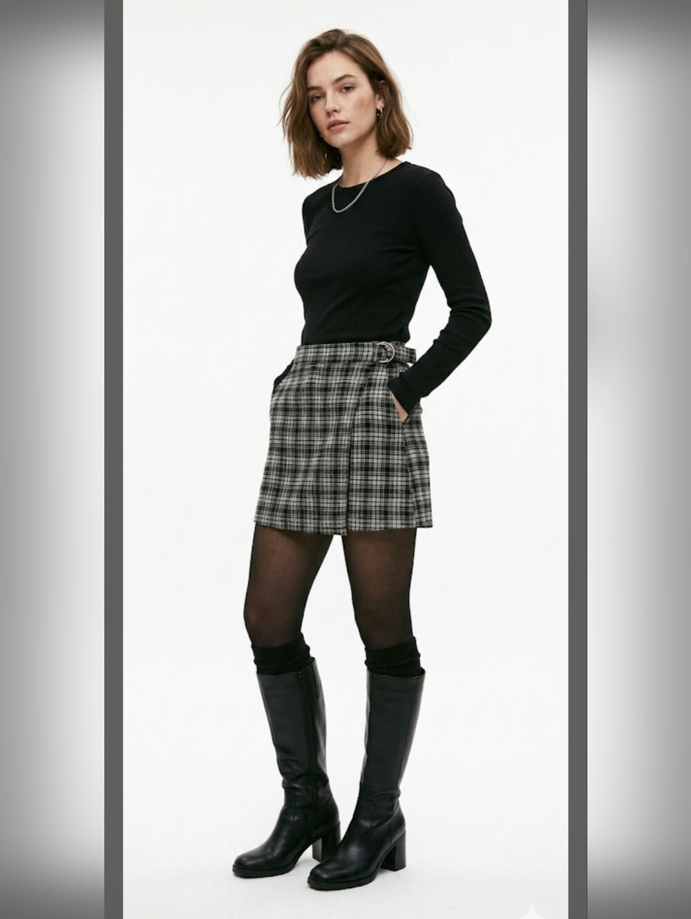 Hollister Plaid Pencil Mini Skirt S Preppy Academic Adademia 90s  #5555